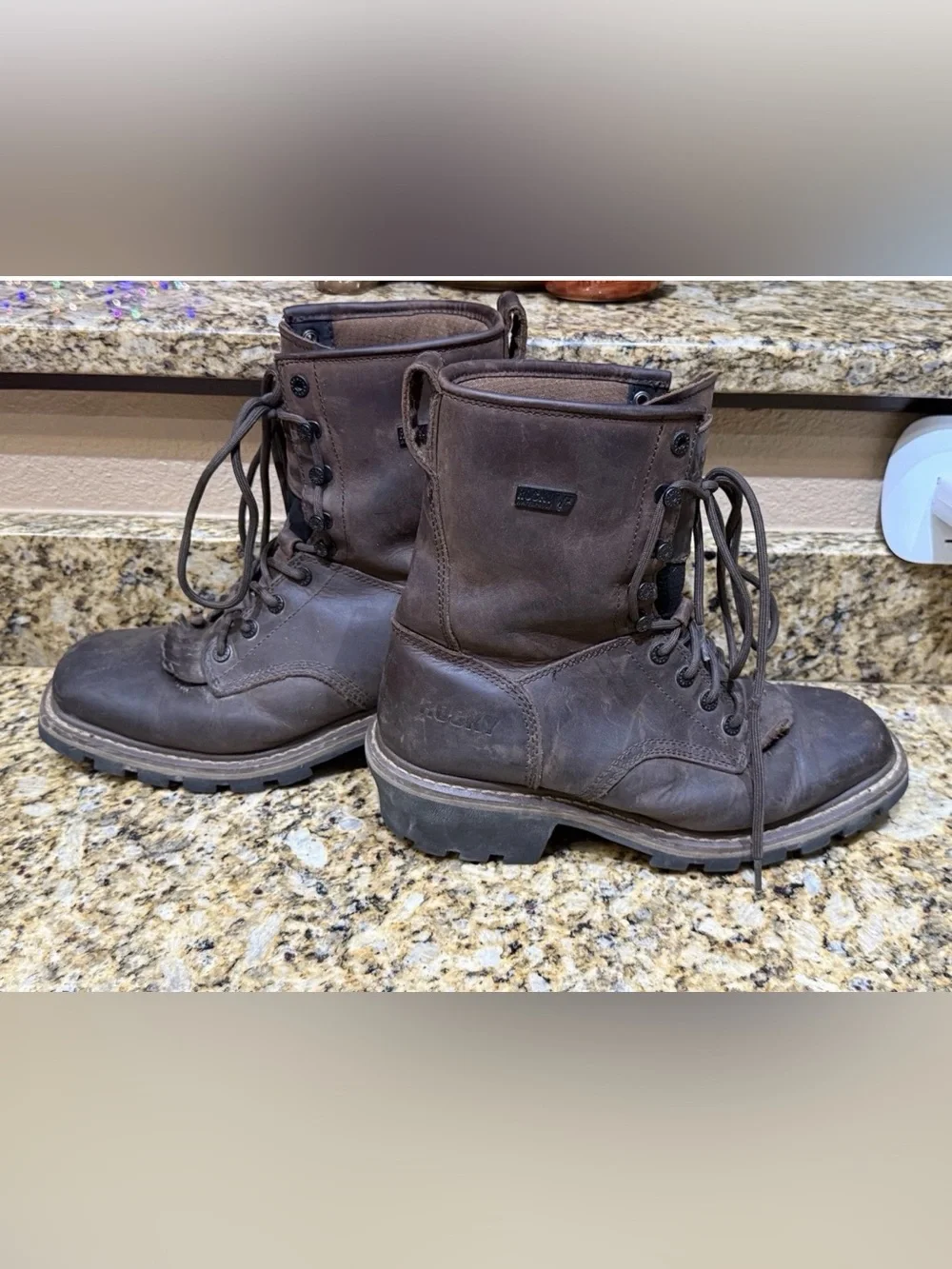 Rocky RKK0276 Logger Boots 9.5 M Waterproof Brown Leather Work EH ASTM F2892